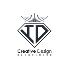 Luxury Initial Letter Monogram in Pentagon Diamond Shape with Royal Crown for Premium Branding & High-End Logo Design
