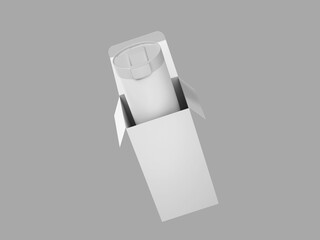 White Blank Mug Tumbler Mockup with Box 3D Rendering Drinkware