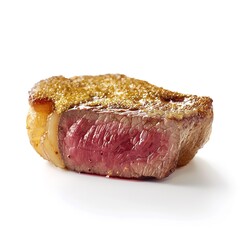 Obraz premium Delicious medium rare steak isolated on white background food photography close up grilled beef tenderloin cut on transparent background