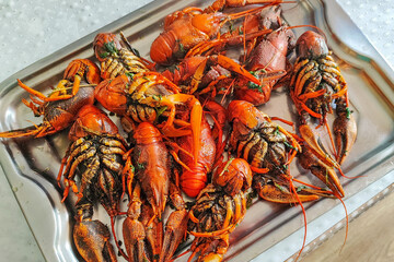 Colorful Crawfish Tray
Concept of seafood, culinary, market