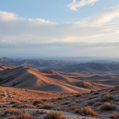 Naklejka premium Rolling Hills Landscape at Sunset
