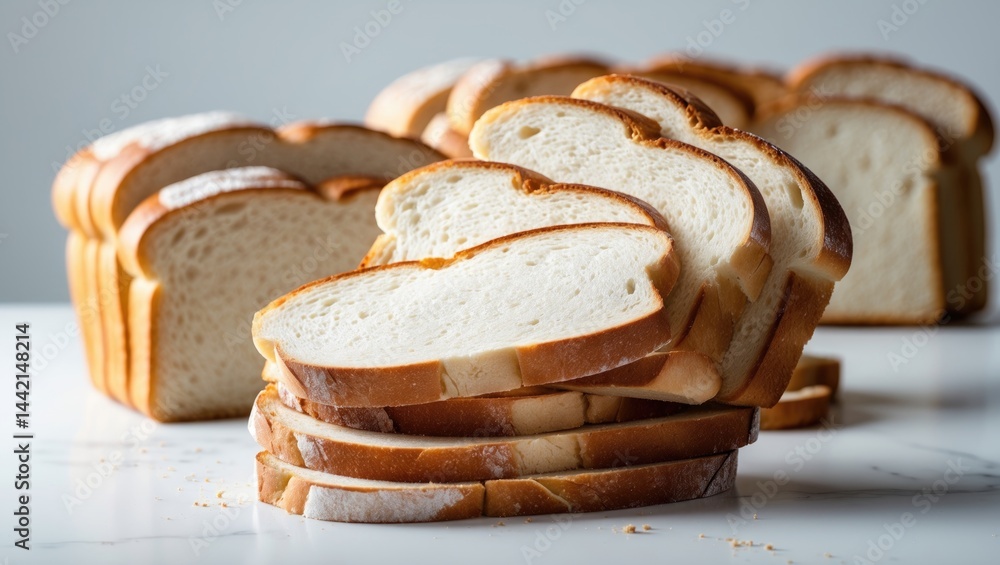 Poster isolated background with sliced bread and toast, including clipping path and extensive depth of fiel