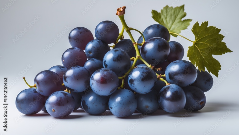 Poster isolated grape on a white surface featuring a clipping path.