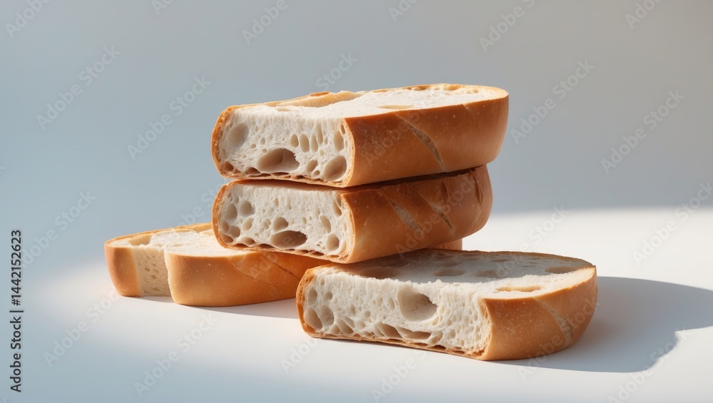 Poster isolated sliced baguette bread path