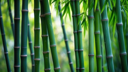 Obraz premium Green bamboo tree in the forest serving as a texture background
