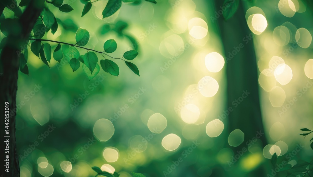 Aufkleber nature-inspired green texture backdrop featuring blurred images and bokeh under the tree
