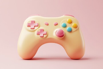 Pastel-colored  controller presented on a soft pink background.
