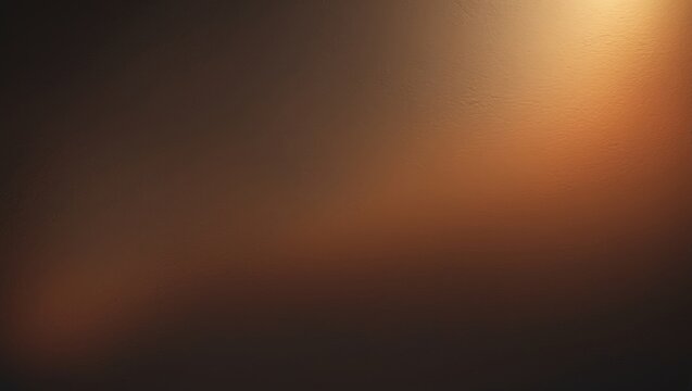 Vibrant abstract background incorporating black, dark brown, gold, copper, orange, and yellow. Ombre color scheme. Bright, glowing, and radiant. Rough, grainy texture. Design template.