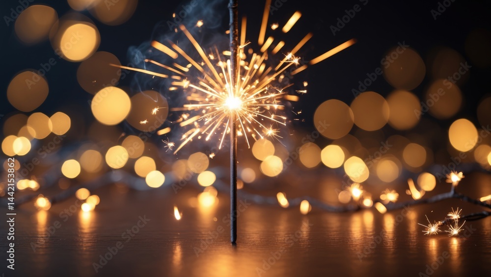 Poster bokeh backdrop featuring a close-up of a sparkler