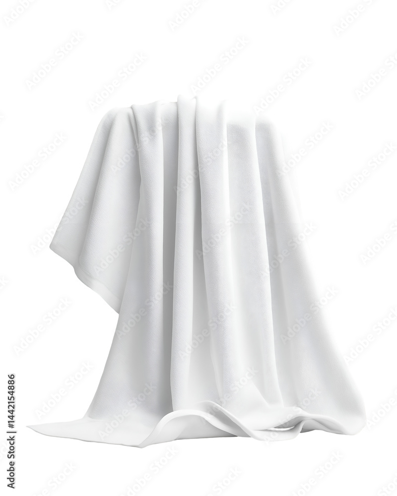 Poster draped white fabric showing gentle folds and soft texture in studio
