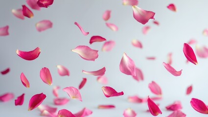A background filled with flying rose petals.