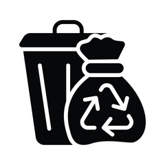 Modern glyph style icon of waste recycle bin