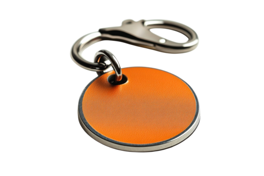 Stylish orange leather keyring with a silver clip perfect for keys or bags a simple and elegant