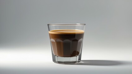 Single glass of espresso coffee with background isolation
