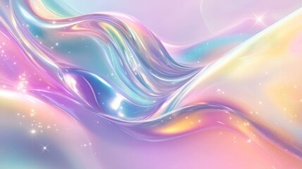 Fluid holographic nebula with iridescent light waves
