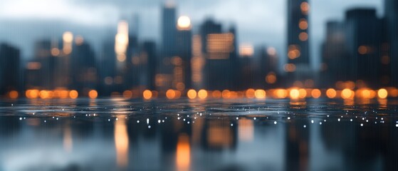 Obraz premium Cityscape reflected in wet street
