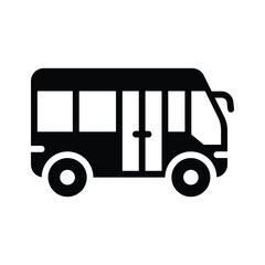 A modern glyph style icon showing electric bus