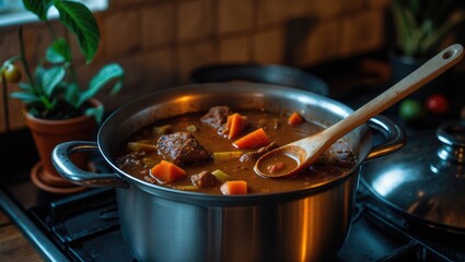 Preparing meals in a pot over the stove