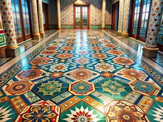 Obraz premium Modern Geometric Tiles Floor, Abstract Architecture, 3D Render