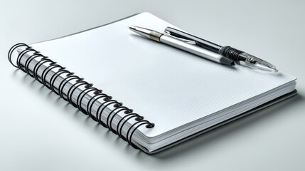 a clean white notebook on a white isolated background, minimalist and elegant