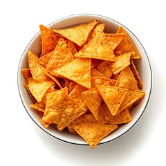 Doritos in Bowl on Kitchen Table isolated on white background