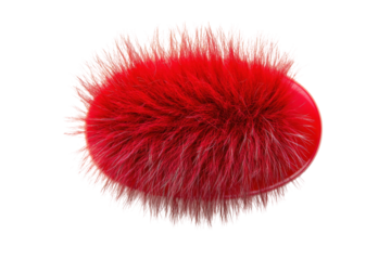 Vibrant red brush soft bristles oval shape close up studio shot against white background luxurious