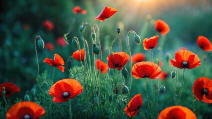 Obraz premium An annual herb with red petals, the poppy is a flowering plant.