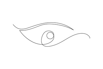 One eye in continuous one line art Minimalist eye wih retina outline design