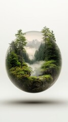 Misty Mountain Valley Encapsulated in a Translucent Sphere