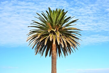 Majestic Palm Tree Against a Blue Sky Background