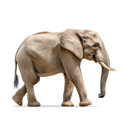 Obraz premium Side view of walking Asian Elephant isolated on white background. Ai Generated images