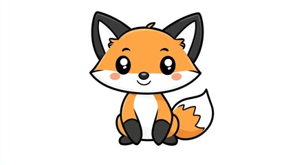 Obraz premium Cute cartoon fox sitting, kid's image, use for children's book illustration