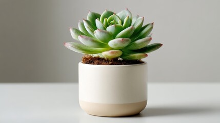 a small succulent in a pot on a white isolated background, minimalistic and fresh lighting