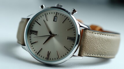 a minimalist watch on a white isolated background, simple and elegant design