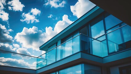 Contemporary architectural details: glass balcony partitions and transparent balconies