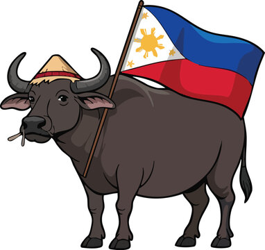 Filipino Carabao with Flag