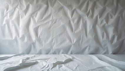 Crumpled craft wide banner on a gray line draw paper background texture, featuring a flat rice grey surface for a simple panoramic wall