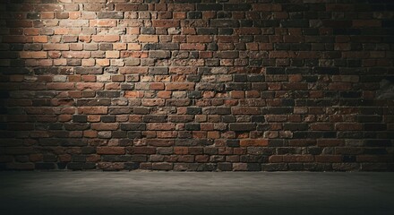 old brick wall with concrete floor at night