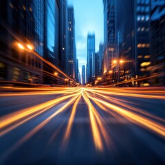 Naklejka premium City street lights with motion blur