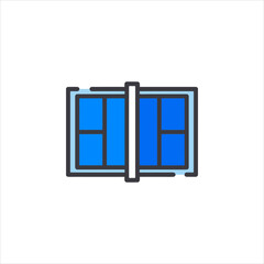 window with blue windows