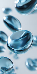 Beautiful and tech-filled liquids, water droplets, blue, abstract, biological, medical, scientific, technological, business, advertising, wallpaper, background, base map, molecules, microscopic, space