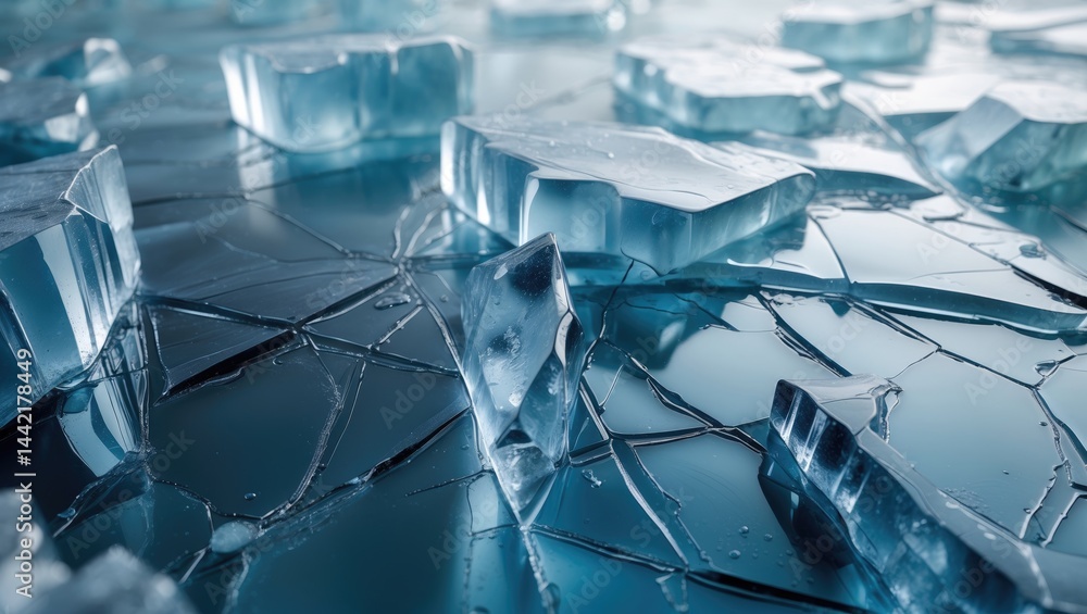 Aufkleber web of fissures in robust solid ice layer