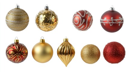 Christmas Decoration Elements Isolated on White Background, Festive and Elegant