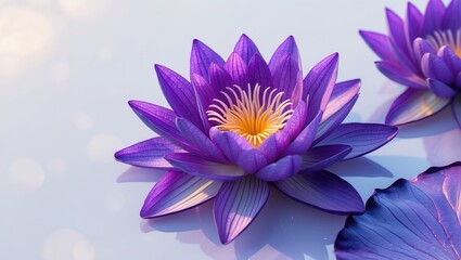 Obraz premium Blooming purple water lily flower isolated on background with clipping path