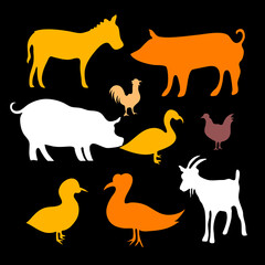 Silhouette Farm Animal Vector Set