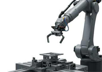 Industrial Robot Arm Automation Robotics Manufacturing Technology Image isolated on transparent background