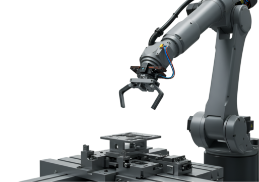 Industrial Robot Arm Automation Robotics Manufacturing Technology Image isolated on transparent background