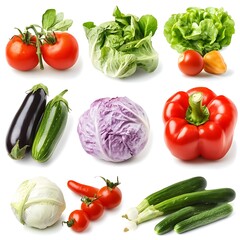 Fresh Organic Vegetables isolated on white background