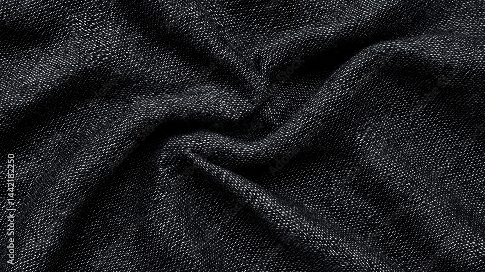 Poster a close-up view of a dark gray fabric with a subtle texture.