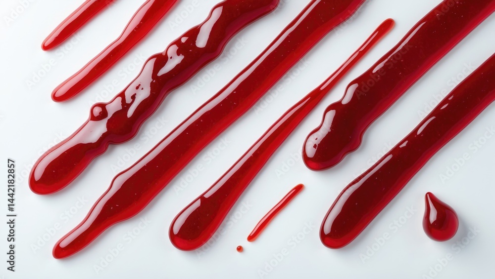 Poster raspberry jam drizzle seen from above against a plain background